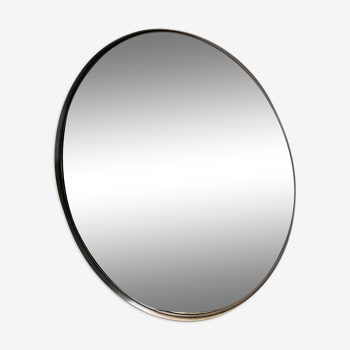 Miroir rond metal chromé brossé
