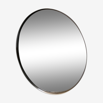 Mirror round metal brushed chrome