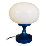 Lampe de table globe aplatie pied bleu metal vintage 80’