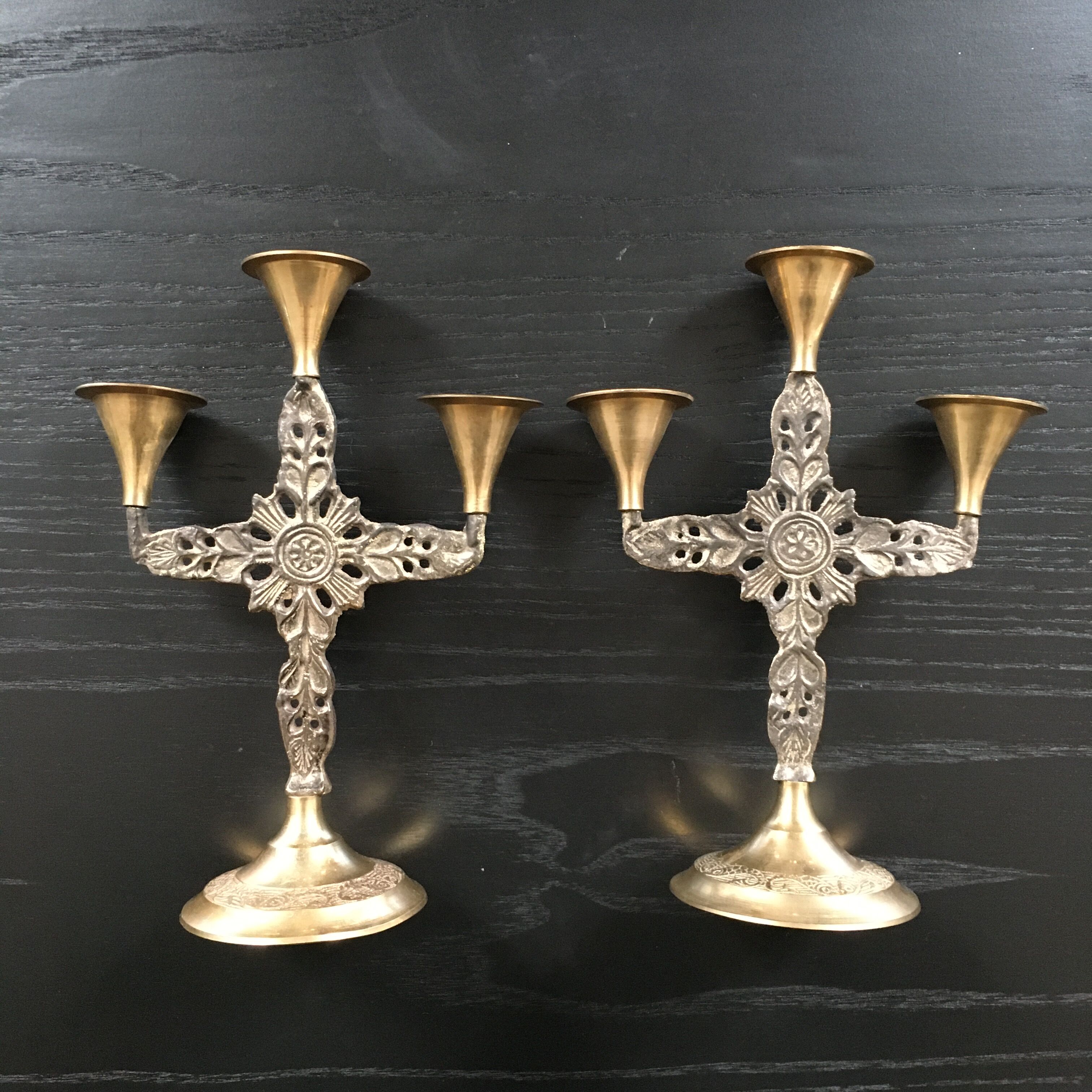 Pair of brass candlesticks