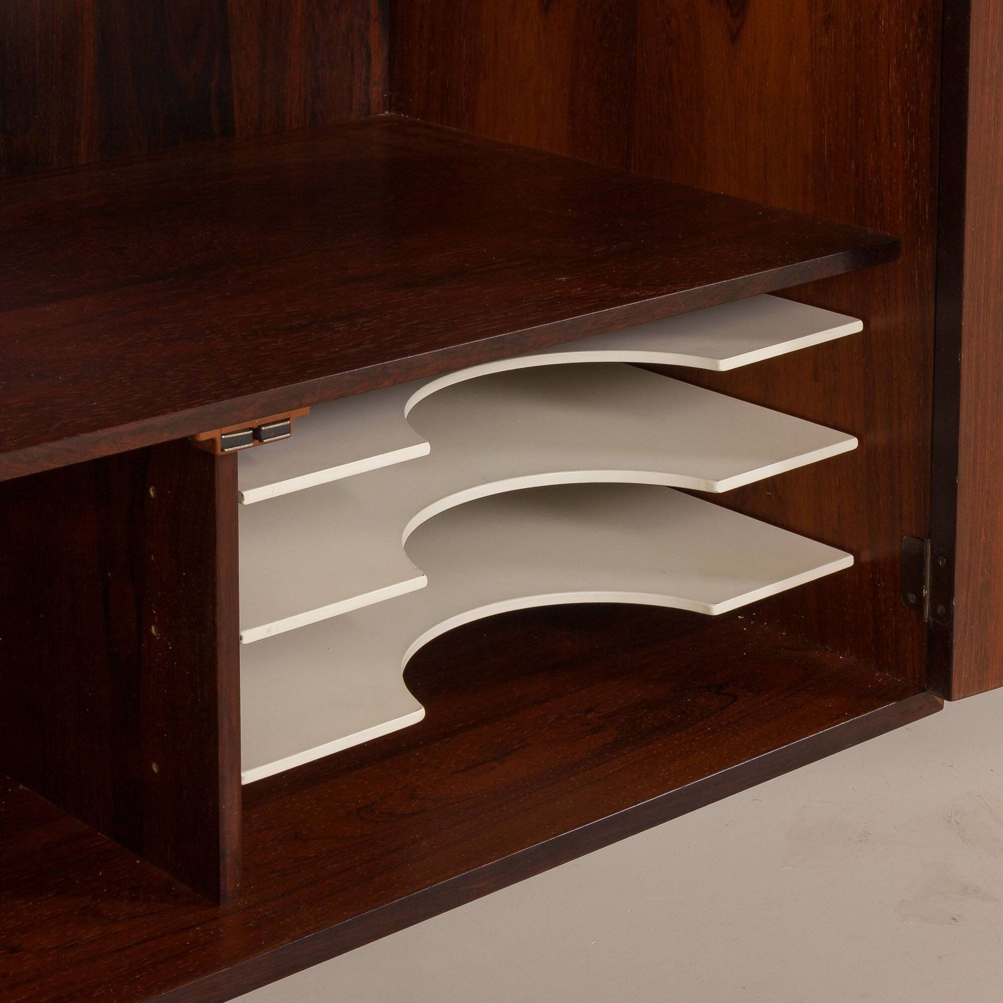Kai Kristiansen rosewood wall unit with 2 lamps for FM Mobler, Denmark 1960s
