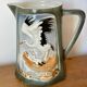Old Barbotine Jug Storks - Saint-Clément France