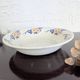 Shallow dish Hamage & Moulin des Loups, blue and orange floral stencil decoration.