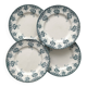 4 assiettes plates en terre de fer "Primevère" Saint Amand et Hamage