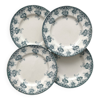 4 assiettes plates en terre de fer "Primevère" Saint Amand et Hamage