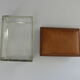 Vintage glass box with tawny leather lid