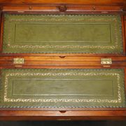 Military desk Harrods in Burr Yew wood with leather, country style.