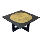 60s 70s Brutalist Coffee Table Side Table Slate Top Design