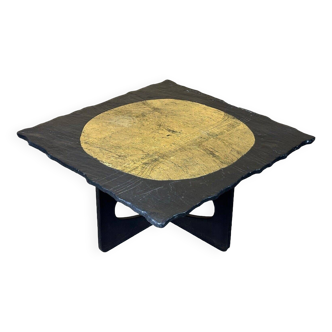 60s 70s Brutalist Coffee Table Side Table Slate Top Design