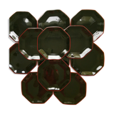 Lot of 12 black and red plates 80s of the style arcoroc collection octime