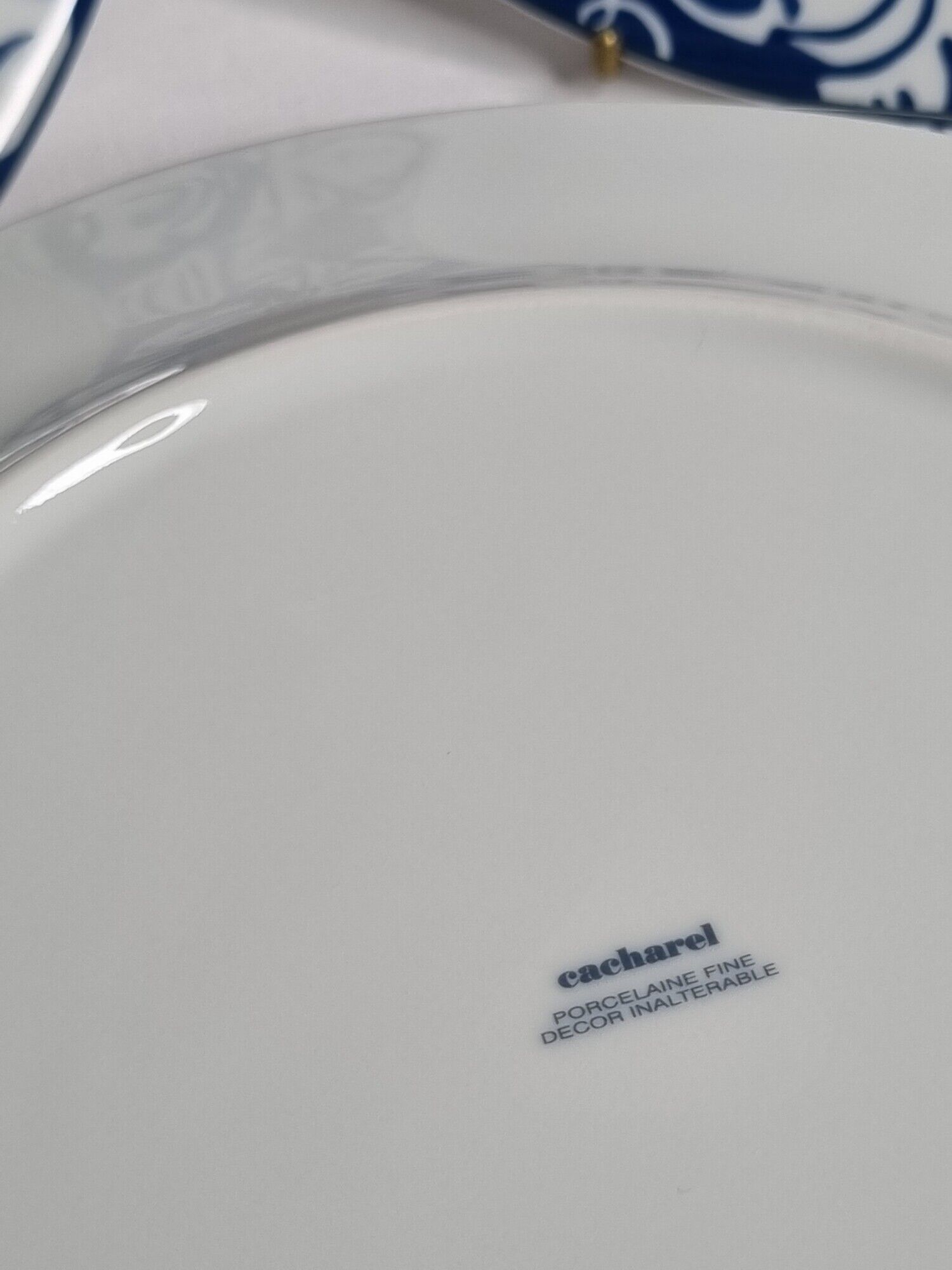 Set of six plates "Cacharel" porcelain with floral decoration, 27 cm