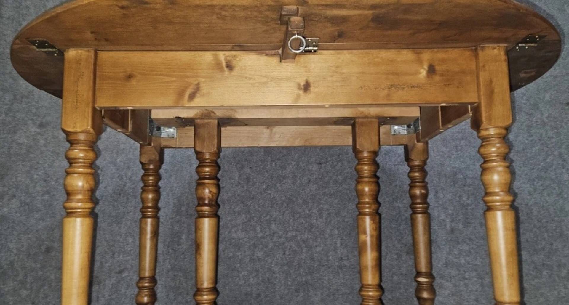 Large six-legged table in Louis Philippe style made of poplar from the 20th century.