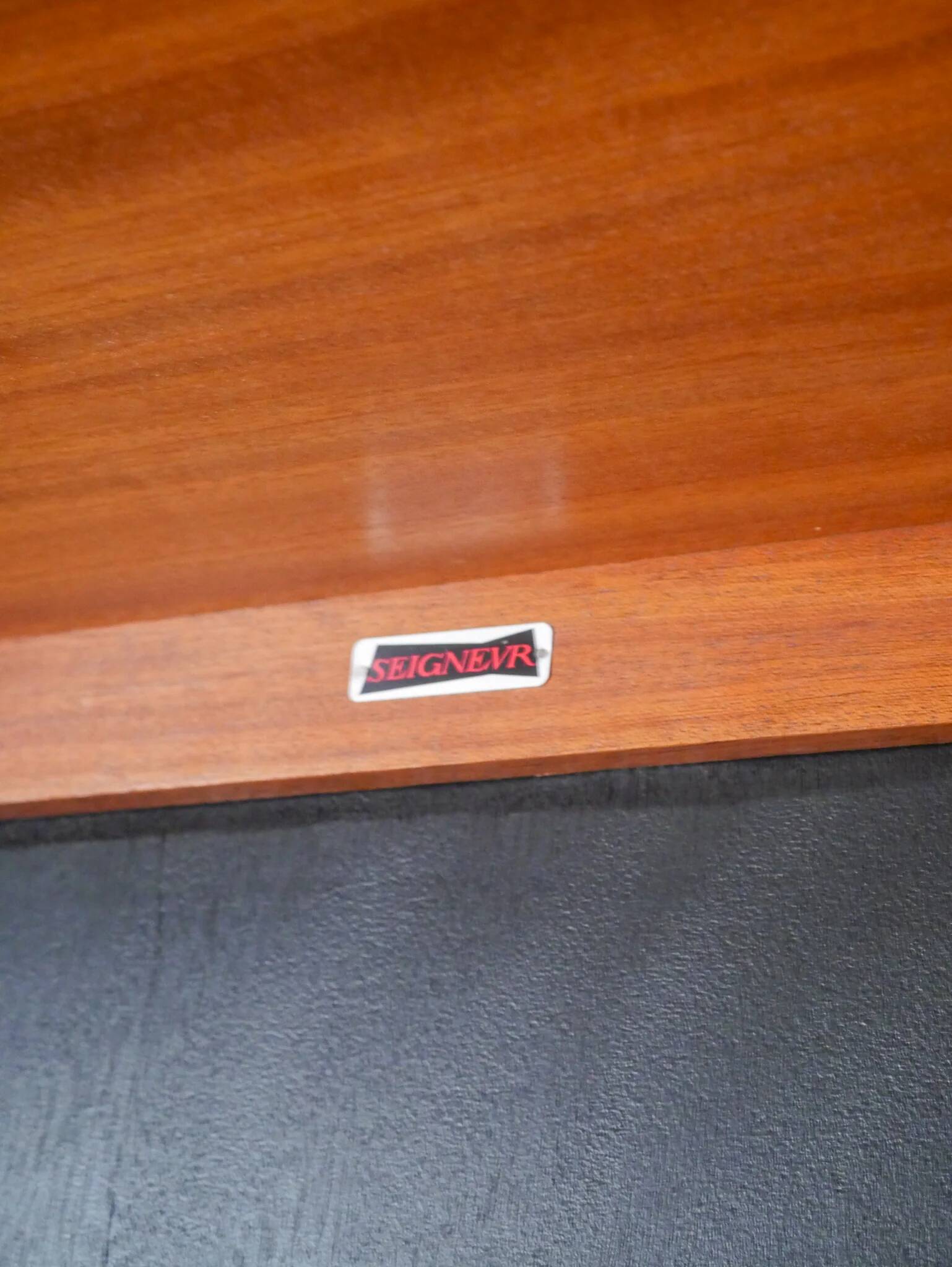 Teak and glass display cabinet, stamped "Seigneur", Scandinavian design, 1960