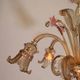 Venetian chandelier in gilded and pink Murano glass, 5 light arms, circa 1930.
