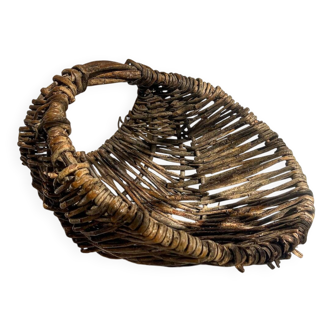 Hand-woven wicker harvest basket