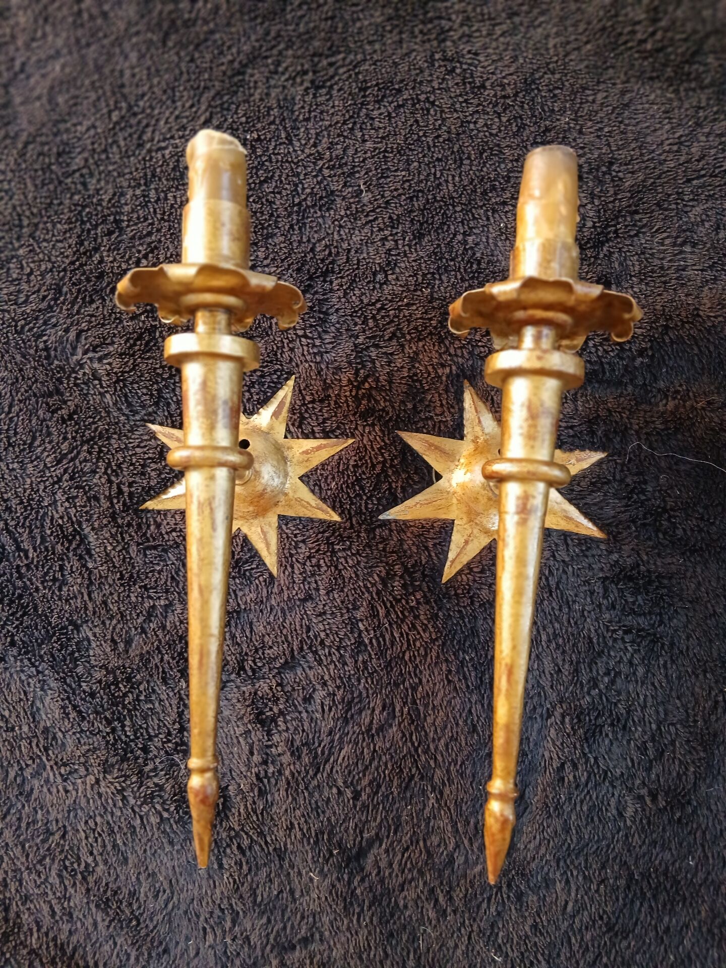 2 appliques fer doré de Gilbert poilerat