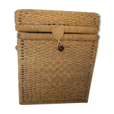 Corsair-style trunk with rounded woven wicker lid, 2 handles - Vintage