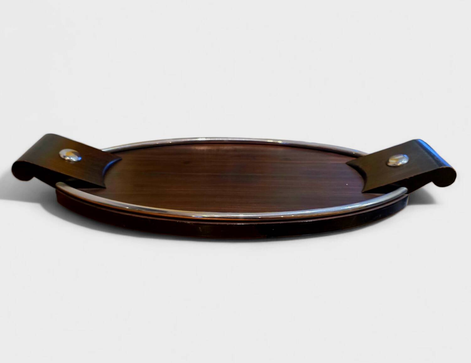 Art Deco Tray – Rosewood & Chrome Steel, circa 1940