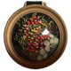 Old small round frame curved glass natural dried flowers