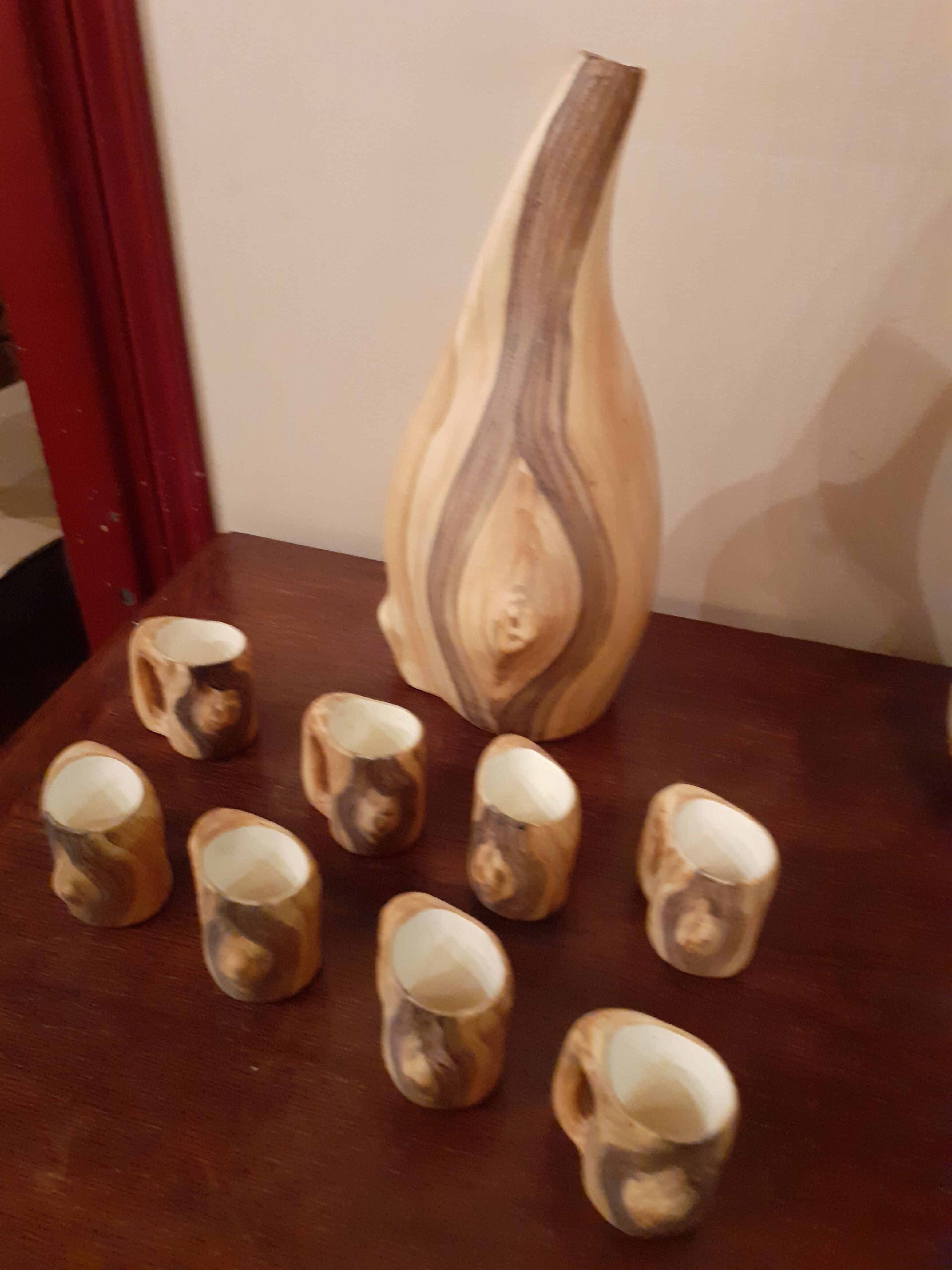 Vallauris faux wood  liqueur service