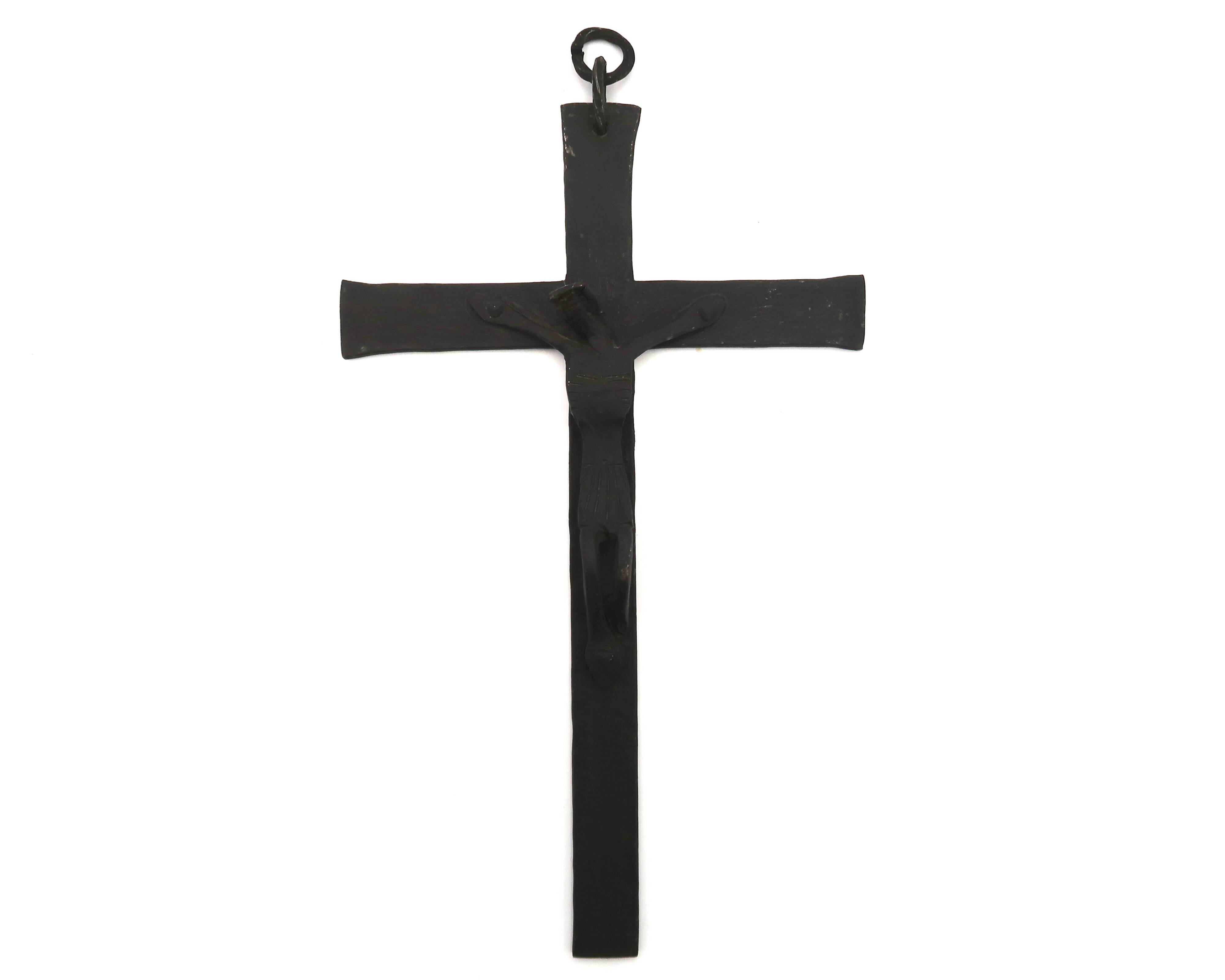 Wrought iron wall crucifix in the style of Jean Touret Marolles, 1950s