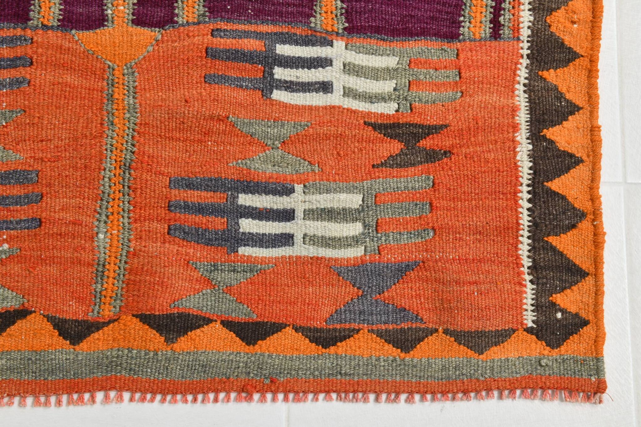 4x12 Kilim Multicolor Rare Size Pattern Kilim Rug, 113x364Cm