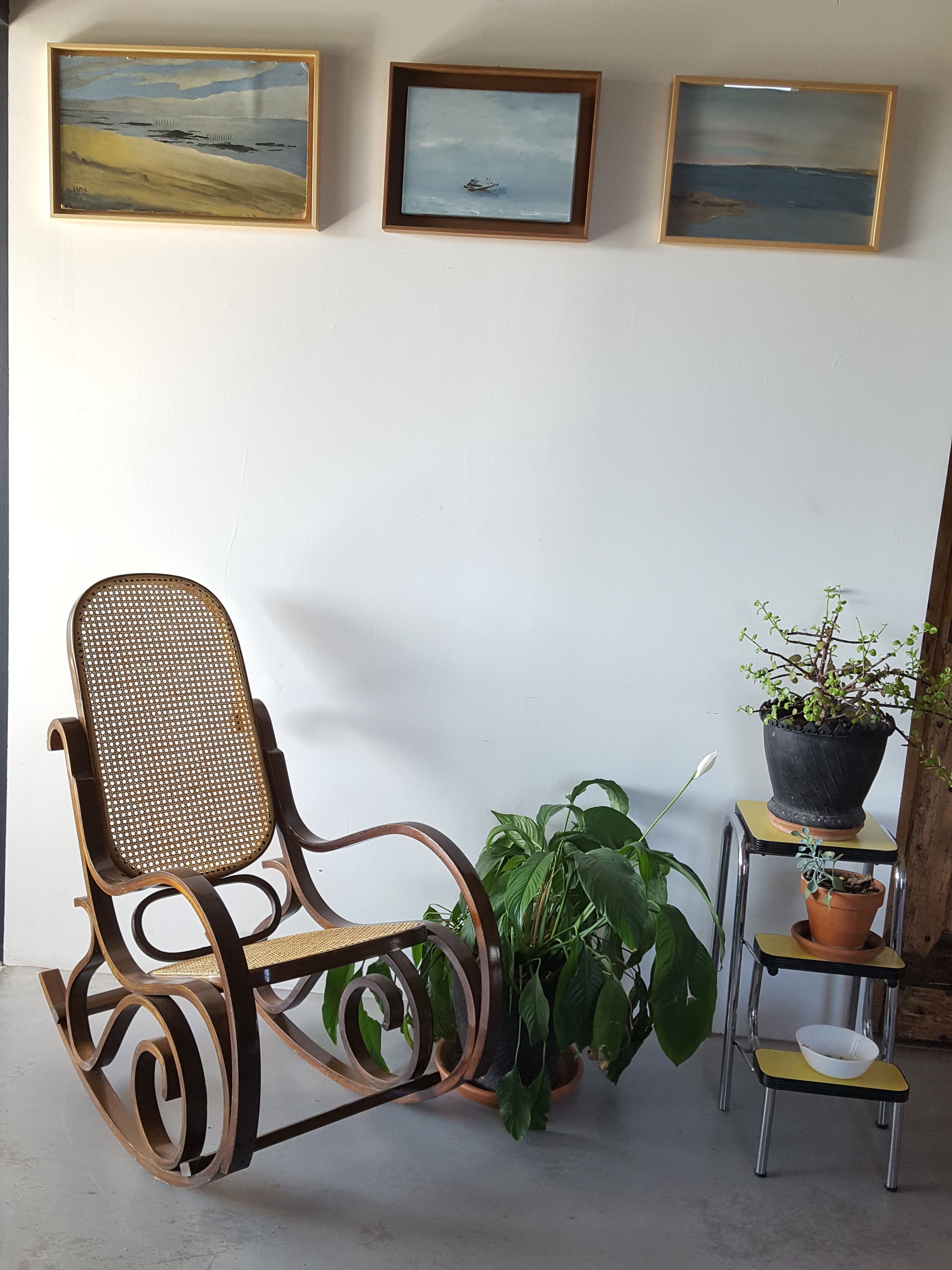 Rocking chair caning and curved wood