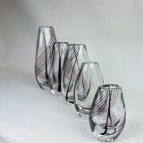 Midcentury collection of art glass vases by Vicke Lindstrand for Kosta Sweden.
