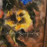 Daniel Rocquelin - Pastel Still Life Floral Composition "Pansies"