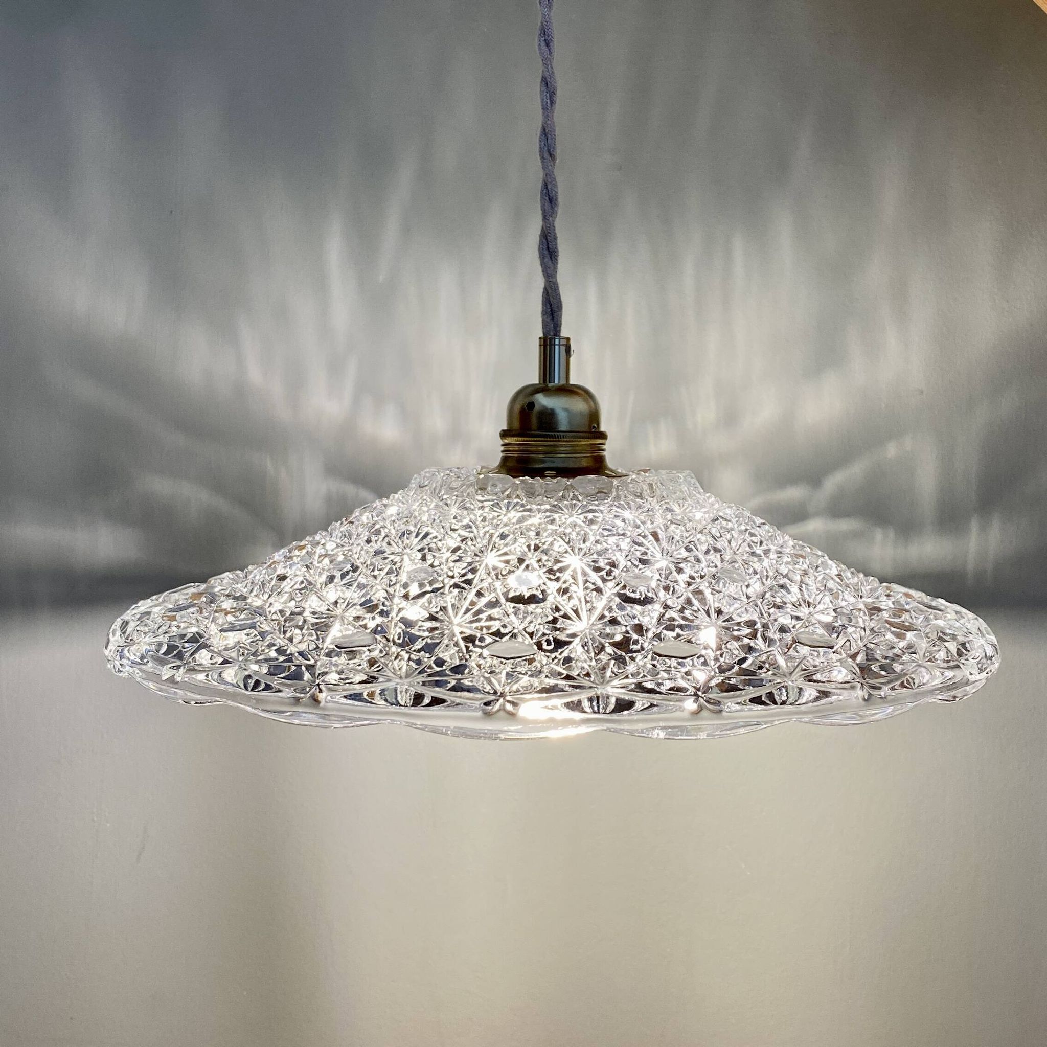 Vintage glass pendant lampshade - tableware collection -