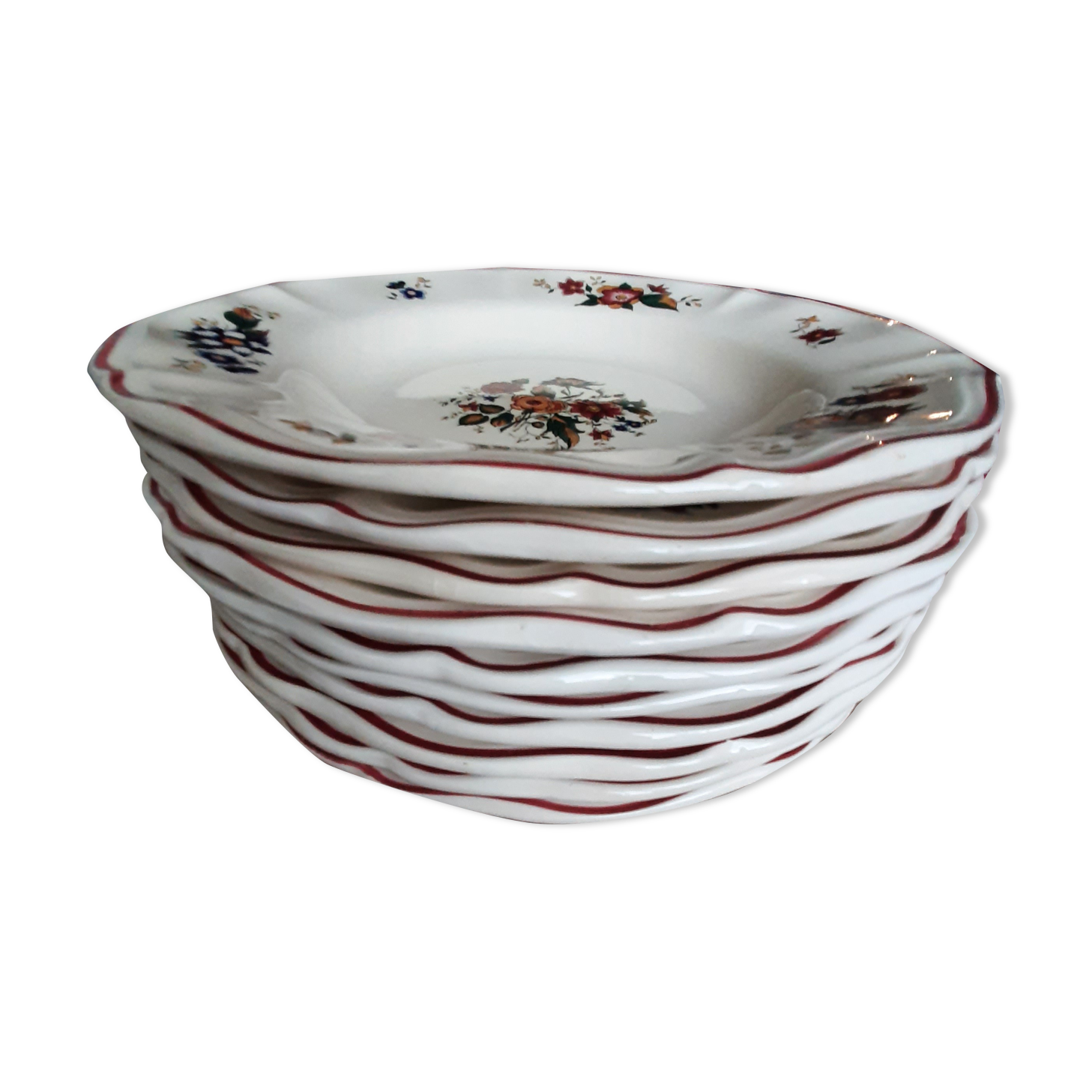 Lot 10 hollow plates sarreguemines marly