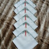 6 serviettes de table brodées anciennes 