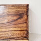 80s wooden and rattan tray - Vintage