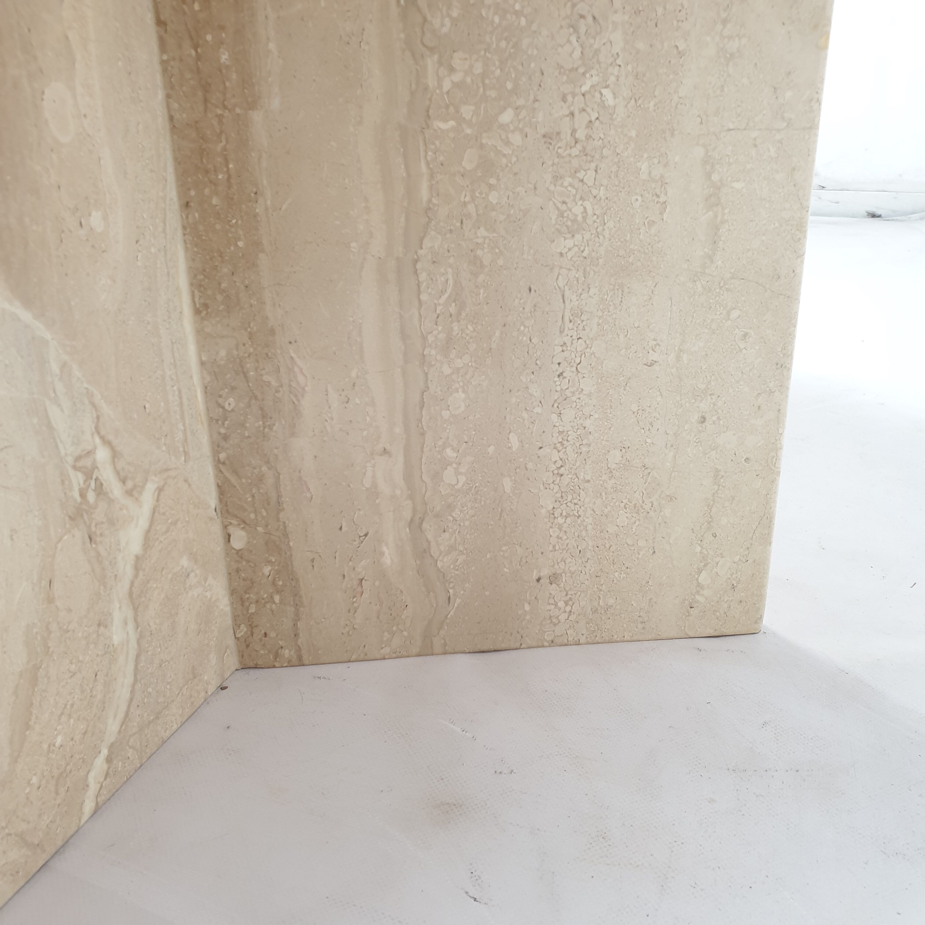 Italian travertine and glass coffee table, 1980