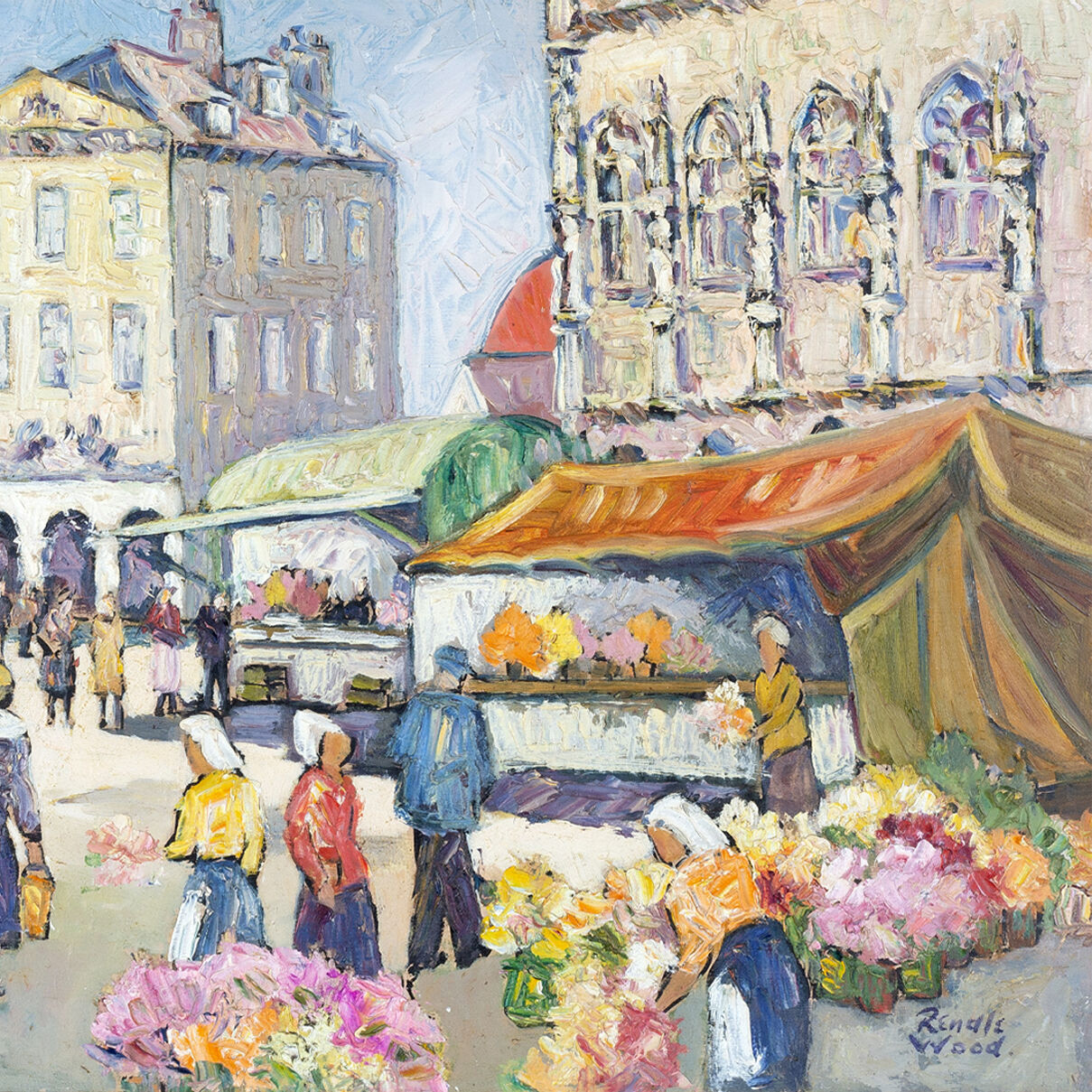 ‘Market day’ by Robert Sydney Rendle Wood (British, 1895 - 1987)
