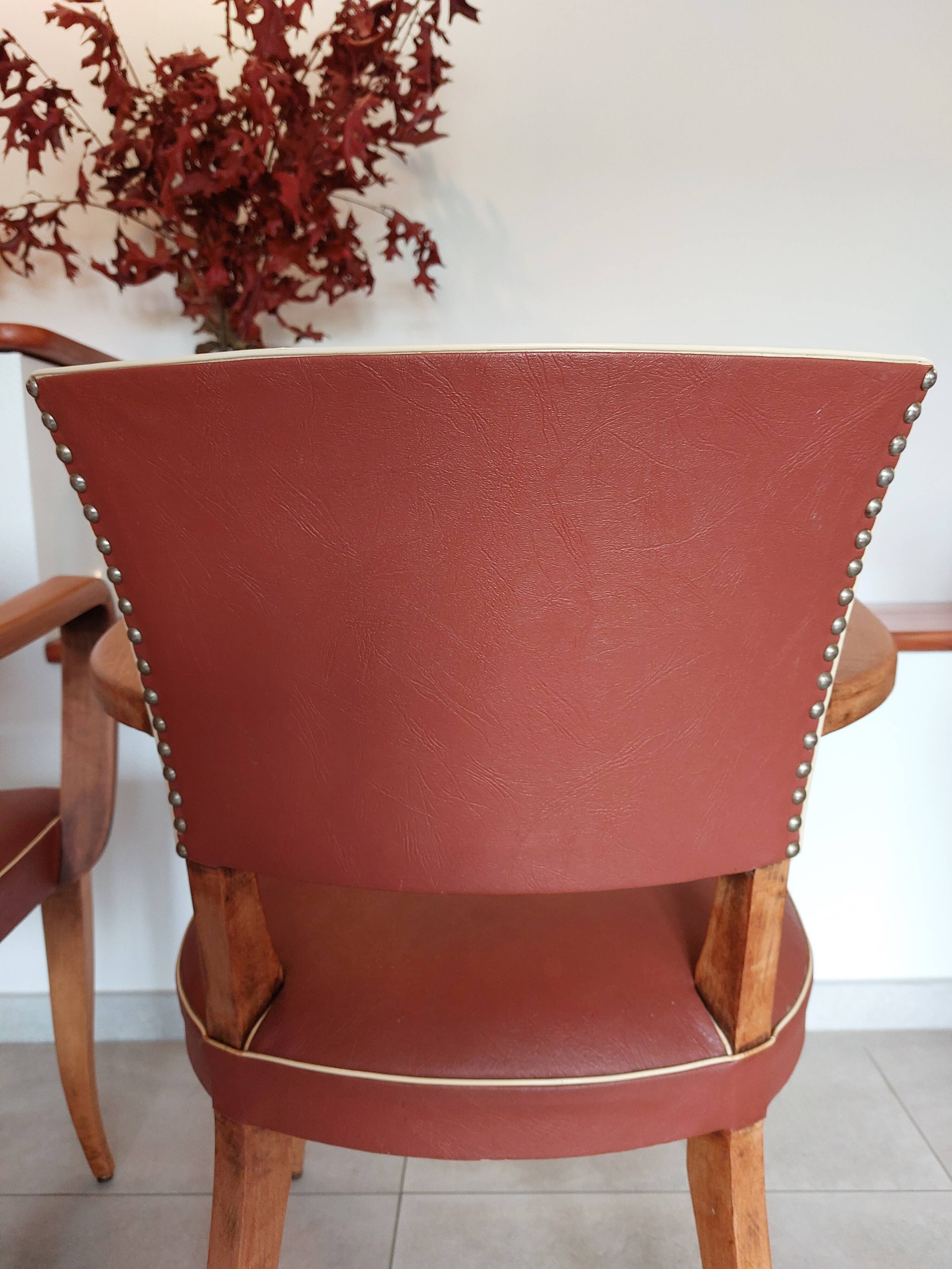 2 terra cota color bridge armchairs