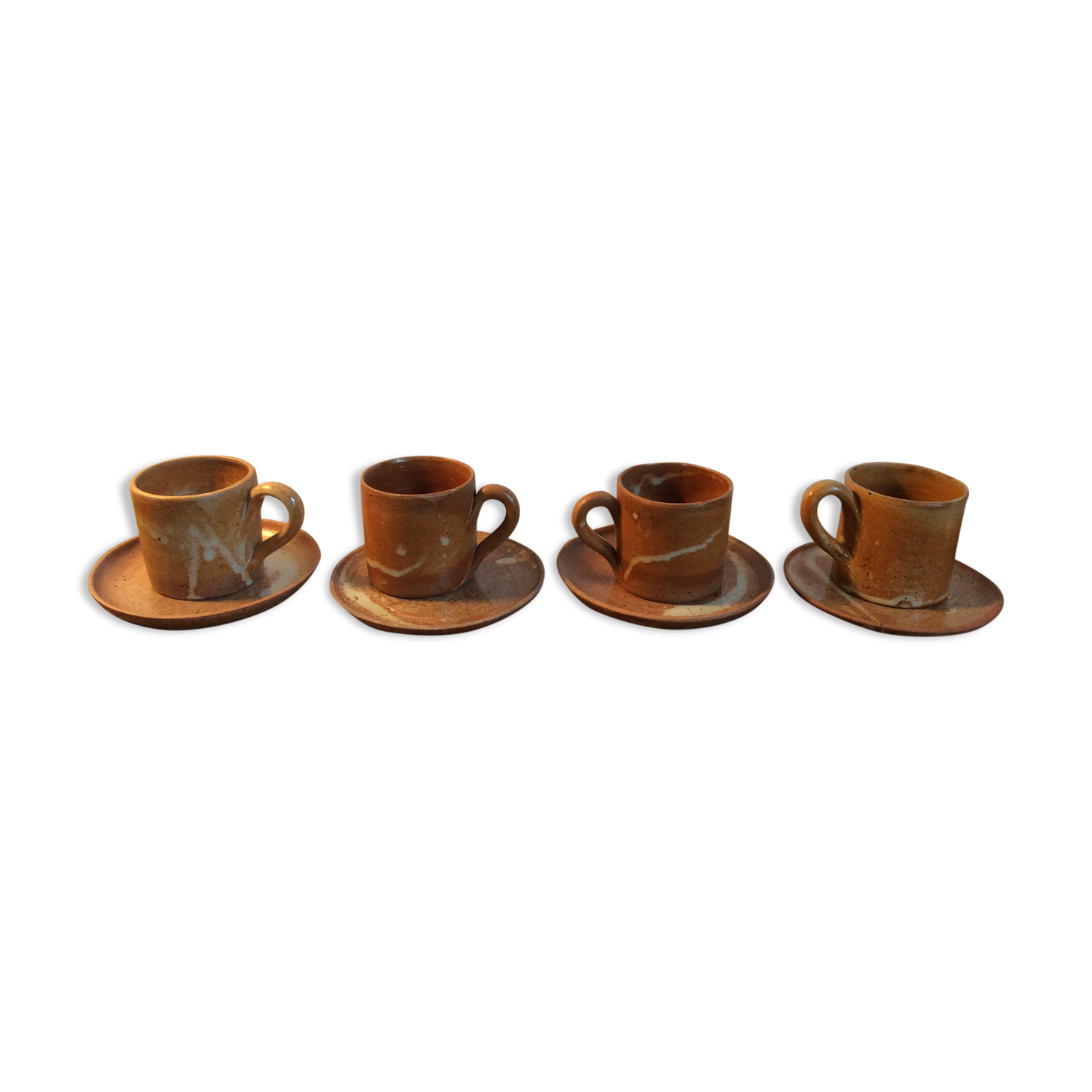 Set of 4 vintage stoneware coffee cups