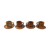 Lot de 4 tasses à café en grès vintage