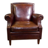 Fauteuil club en peau de mouton dans le style Art Déco