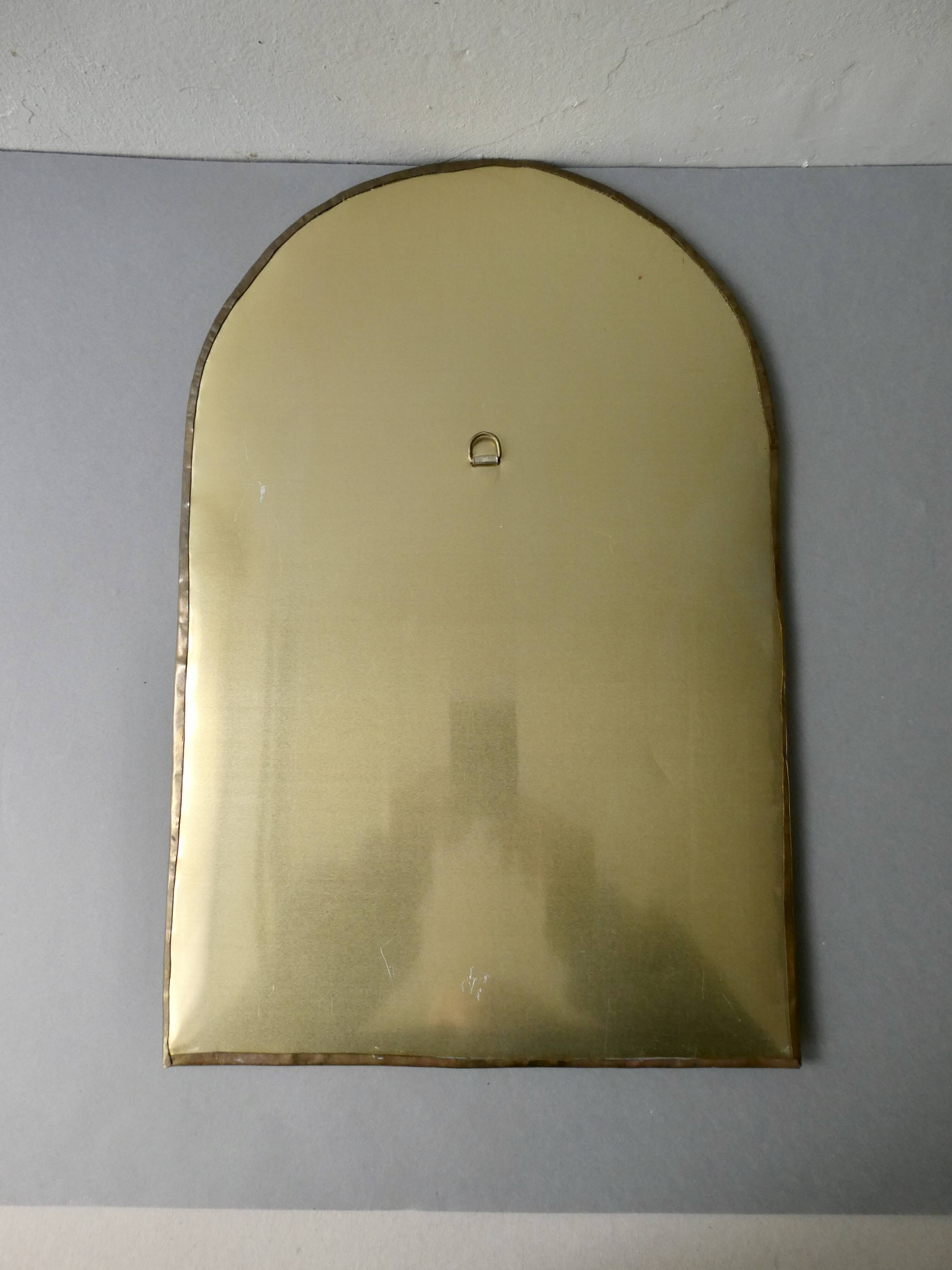 Moroccan mirror in chiseled brass, copper and silver, 70s-80s