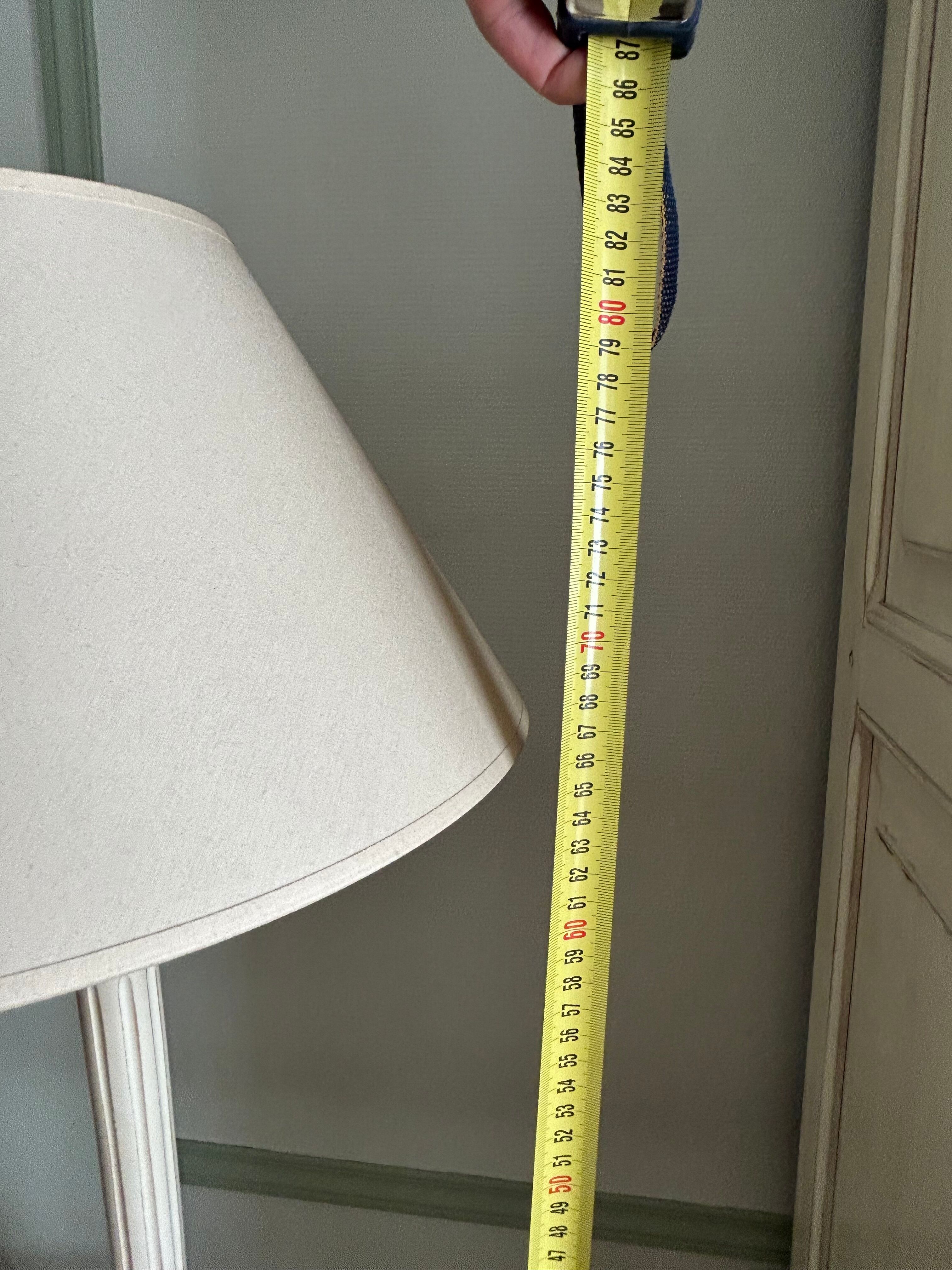 Roche Bobois table lamp, bleached wooden foot, ivory fabric lampshade