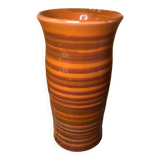 Old soulaines vase france ceramic brown & orange vintage #a393
