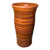 Ancien vase soulaines france céramique marron & orange vintage #a393