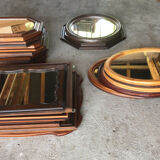 Set of 16 vintage wooden mirrors