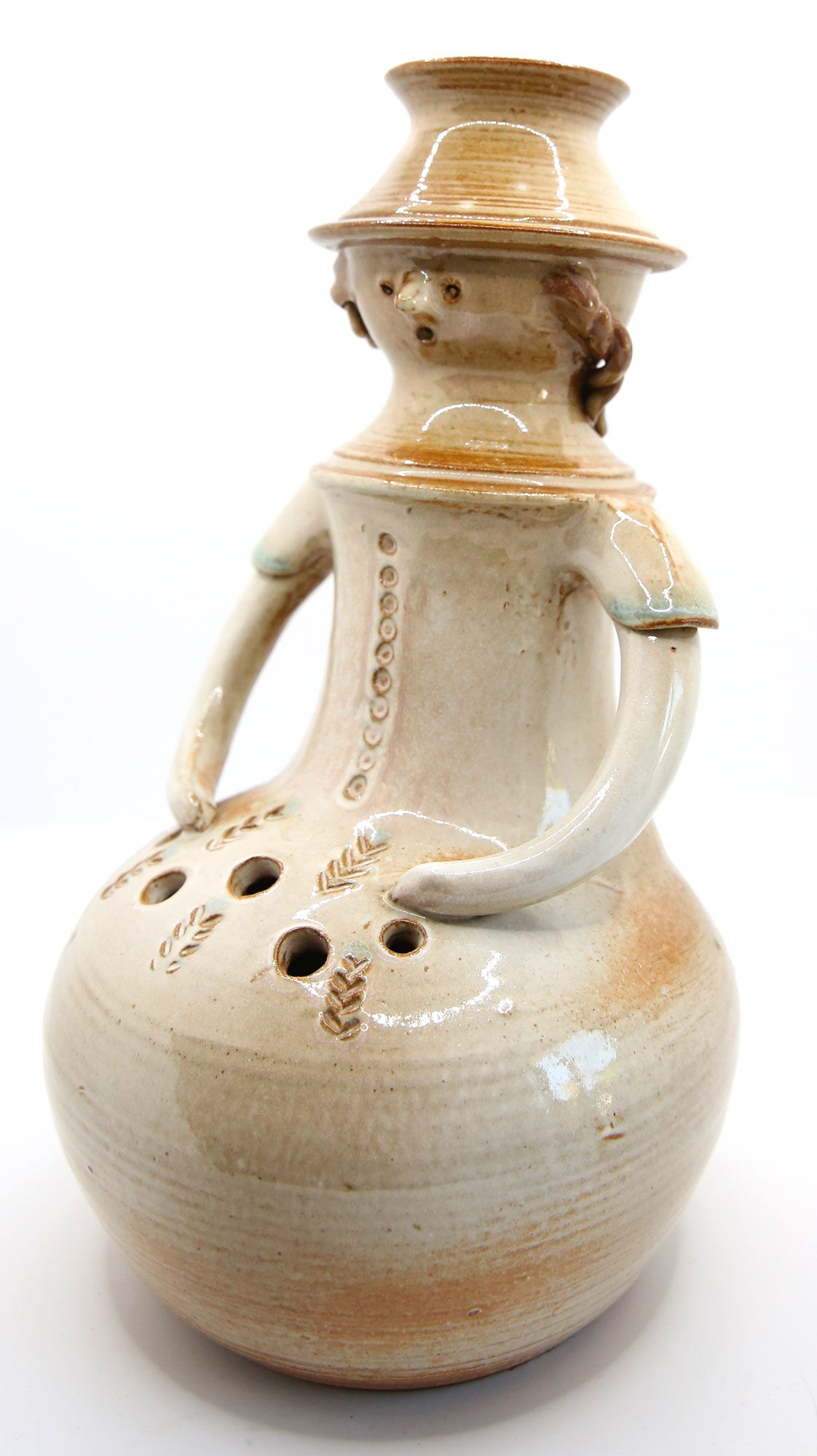 Vase et pique-fleurs anthropomorphe des potiers Thierry et Chantal Robert, années 70