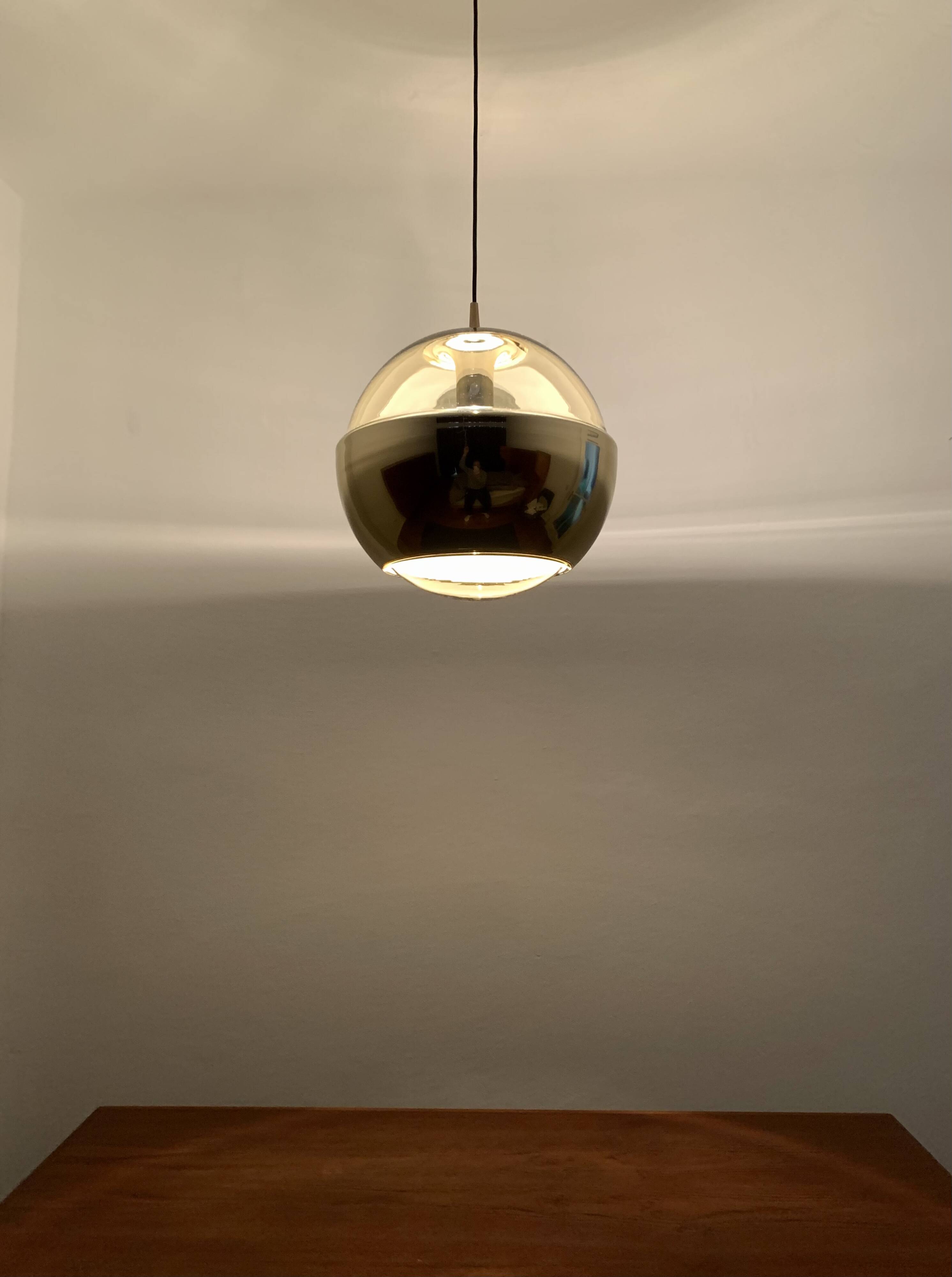 Golden Space Age Glass Pendant Lamp by Peill and Putzler