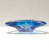 Large Triangular Blue Murano Glass Trinket Bowl - Ashtray, Italy
