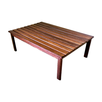 Mid century Wenge slatted bench or coffee table, Netherlands 1960s