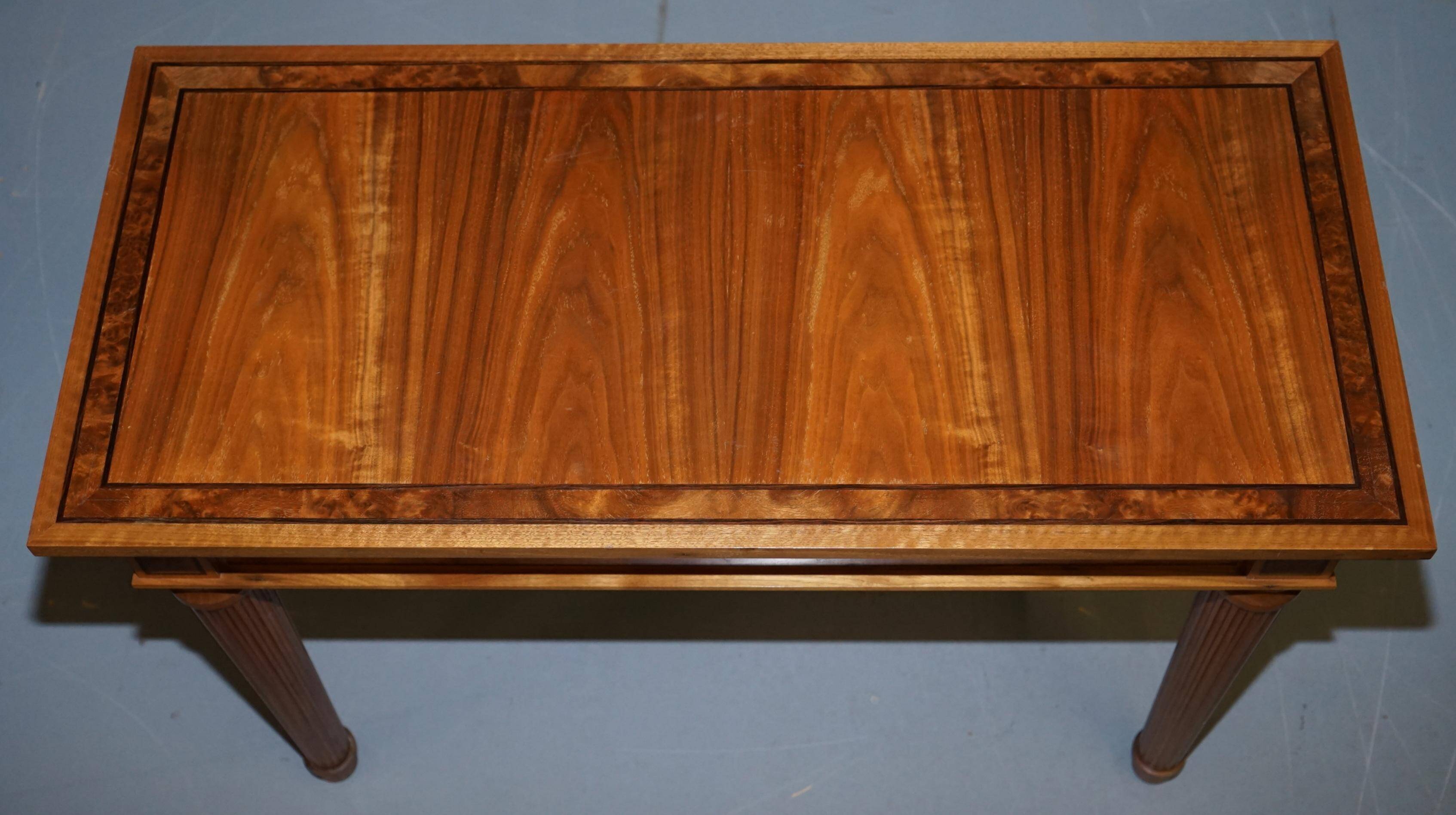 Pair of console tables David Linley 1993 walnut burr