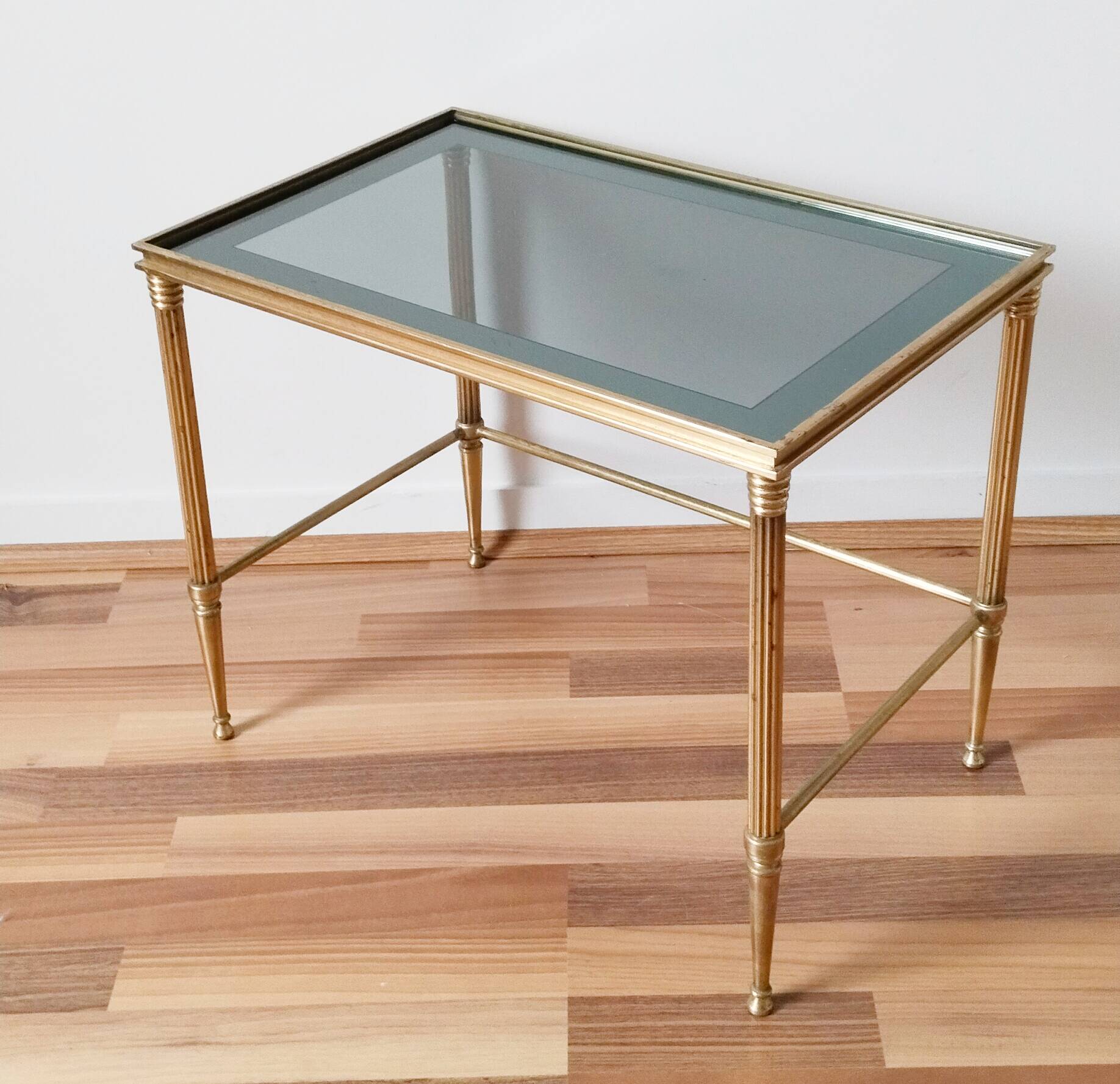 Glass and brass coffee table, 1950s